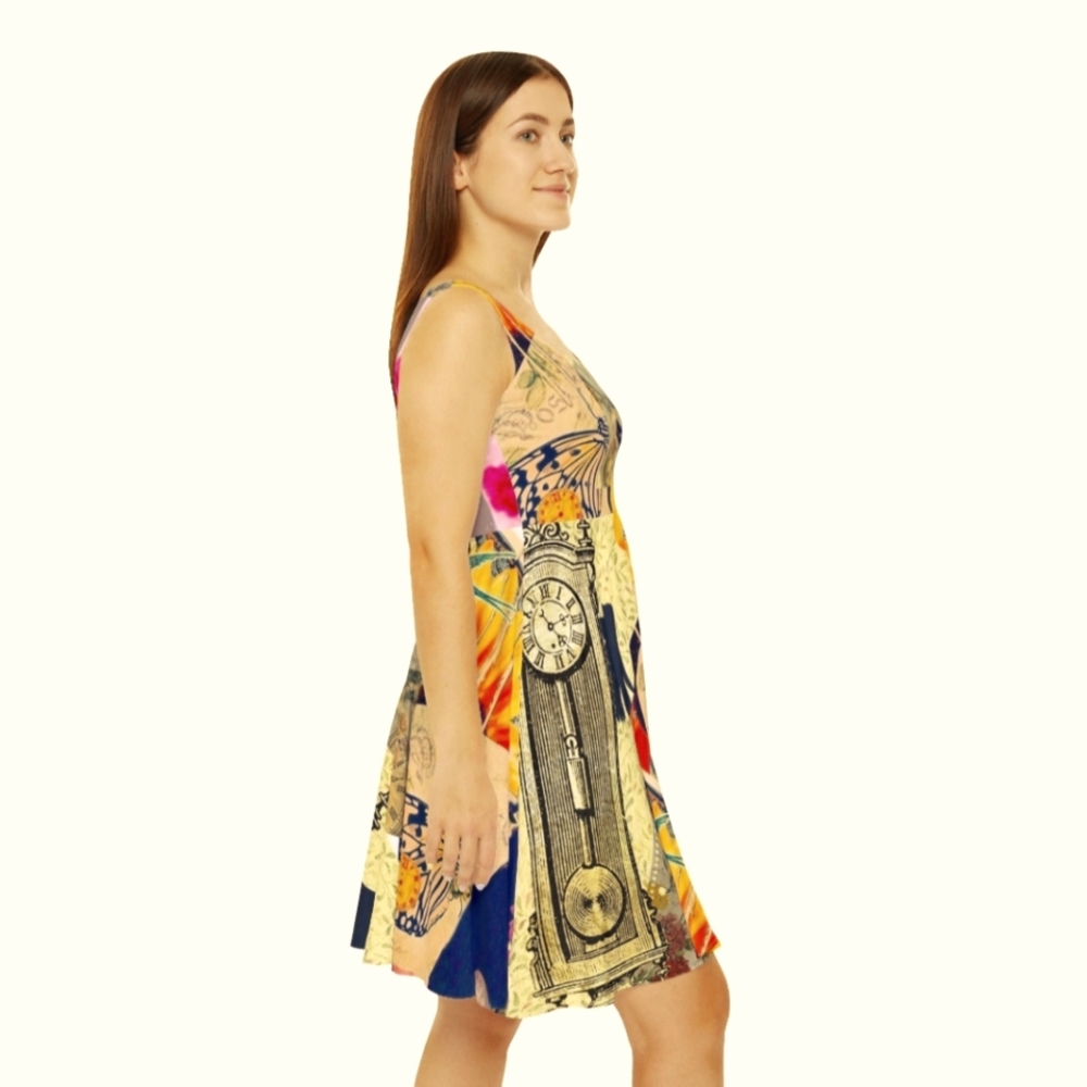 Tara Leigh "Time Flies" Collage Art Retro Funky Skater Dress